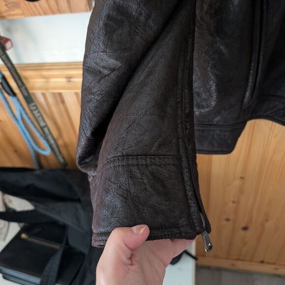 Calvin Klein Faux Leather Dark Brown Lined Biker Moto Jacket Coat Size XXL - Picture 7 of 11